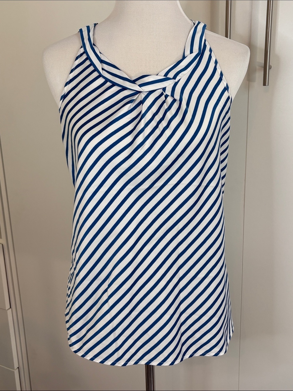Striped Blue and White Halter Tank Top
